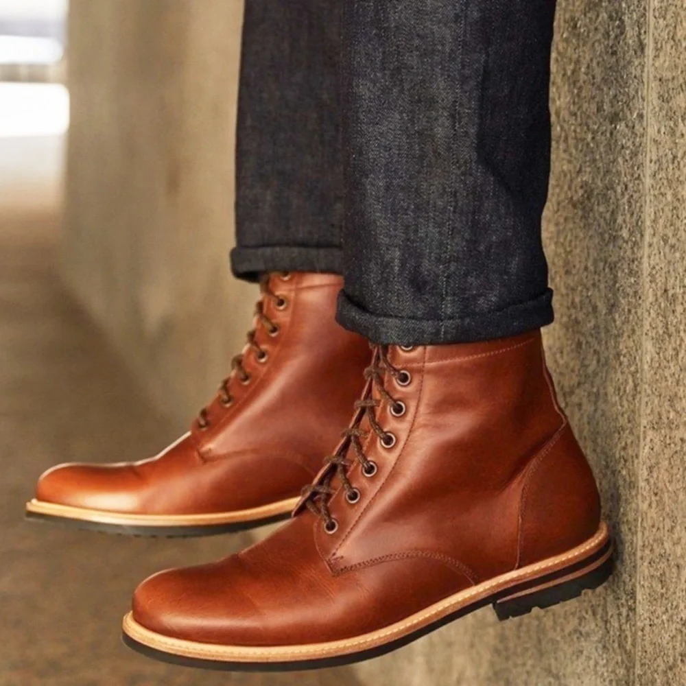 Nisolo All Weather Andres Men’s Brandy Leather Boots Size 9